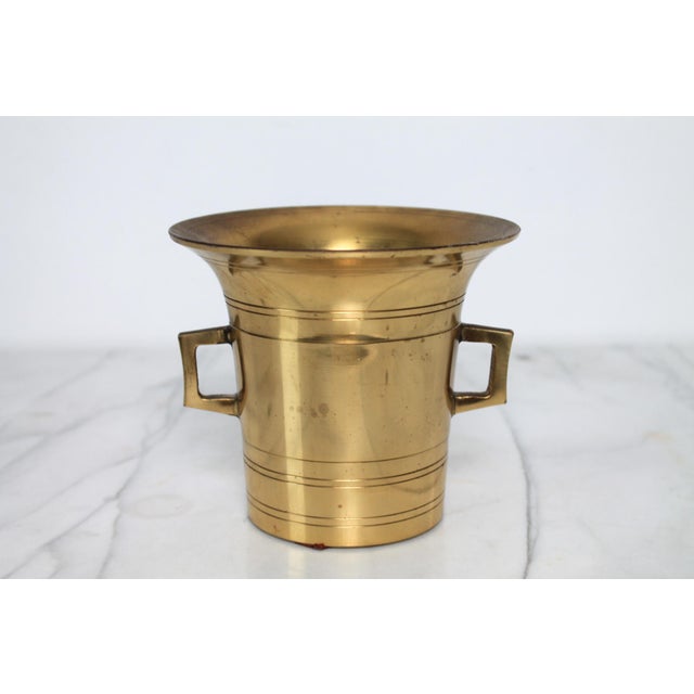 Vintage Japanese Heavy Cast-Brass Apothecary Mortar For Sale - Image 4 of 11