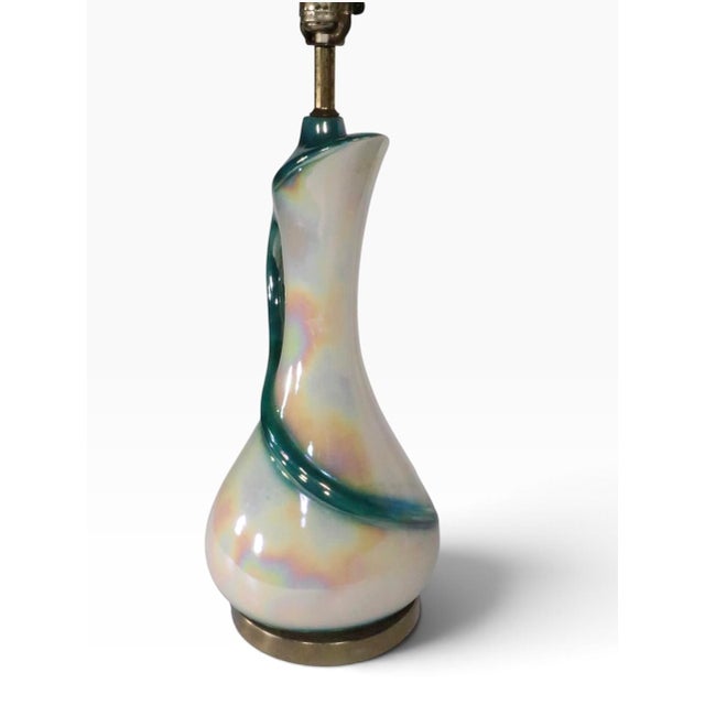 Mid-Century Modern Mid 20th Century Hollywood Regency Ewer Form Ceramic Table Lamp For Sale - Image 3 of 6