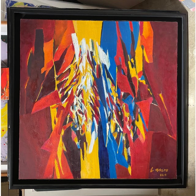 Roberto Lauro, 1960's Large Colorful Abstract Expressionist Swiss Oil Painting Robert Lauro, 1967 For Sale - Image 4 of 12