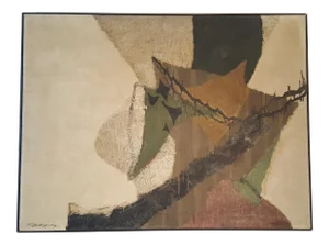 1950s Abstract Expressionist Oil Painting by Tetsuo Ochikubo, Framed