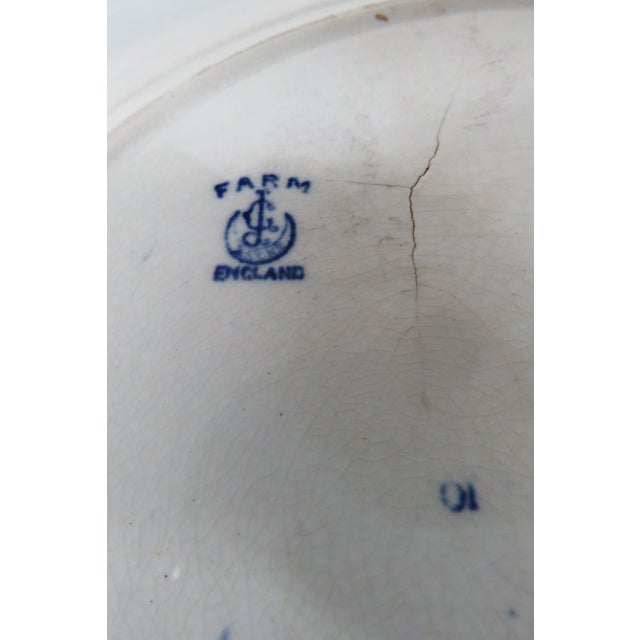 Blue George Jones England Farm Pattern Blue Transferware Plate 4663b For Sale - Image 8 of 9