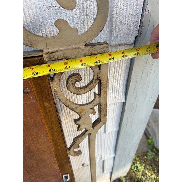 Large Vintage Mediterranean Beveled Wood & Gilt Metal Scrollwork Mirror For Sale - Image 12 of 17