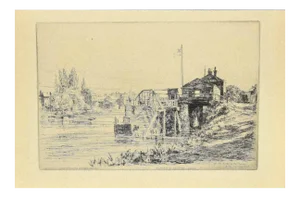 Arthur Evershed - On the Bank of Thames - Etching on Paper - 1876