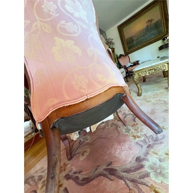 Light Pink Mid 19th Century Victorian Carved Rosewood Parlor Chair Set For Sale - Image 8 of 9