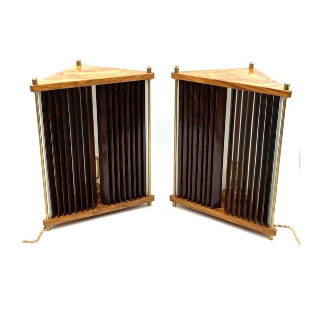 1970s Palisander and Brass Table Lamps by Leonardo Mosso, Italy, 1970s, Set of 2 For Sale - Image 5 of 18