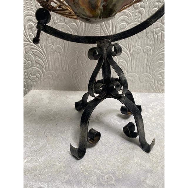 Mid-Century Modern Mid-Century Modern Brass and Iron Hand Made Globe For Sale - Image 3 of 12
