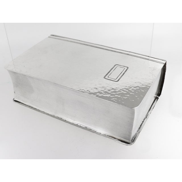 Antique Watrous Sterling Silver Hand-Hammered Figural Book Box With Wood Liner For Sale - Image 4 of 16