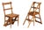 Antique English Arts & Crafts Metamorphic Library Steps in Tiger Oak, 1880 For Sale