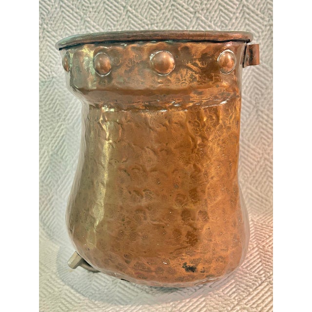 Early 20th Century Antique French Copper Lavabo Reservoir | European Farmhouse Wall Planter For Sale - Image 5 of 12