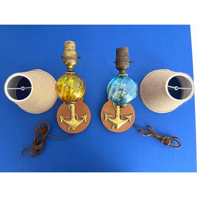 Nautical Glass Ball & Anchor Sconces - a Pair For Sale - Image 15 of 18