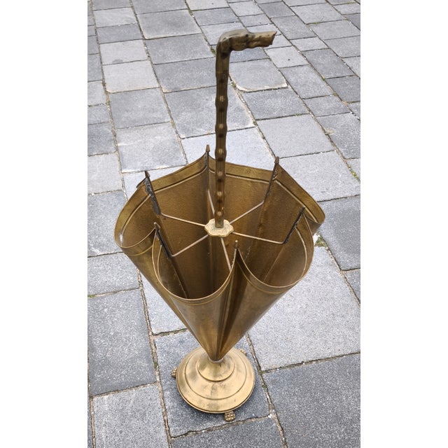 Mid-Century Modern Regency Brass Umbrella Stand with Dog Handle, 1960s For Sale - Image 3 of 3