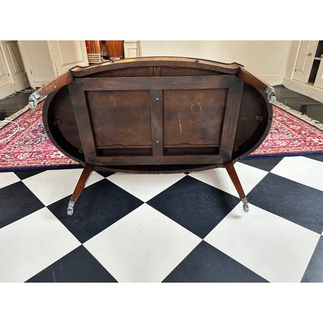 Early 20th Century Antique Oval Coffee Table With Gold Tooling For Sale - Image 5 of 12