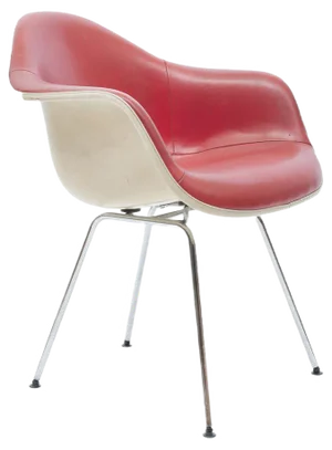 Mid-Century Red Leather Dax Dining Chair by Charles & Ray Eames for Herman Miller