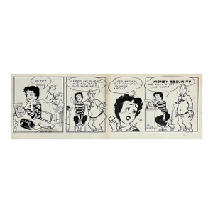 Jerry Walter & Linda WalterOriginal Vintage Syndicated Ink Drawing Cartoon Strip Susie Q Smith Comic Art, c. 1954