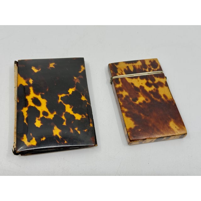 A lovely pair of antique Victorian 19th Century Horn card cases. Beautifully grained these antique pieces were descended...