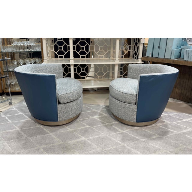 2010s Kravet Provo Swivel Chairs, a Pair For Sale - Image 5 of 15