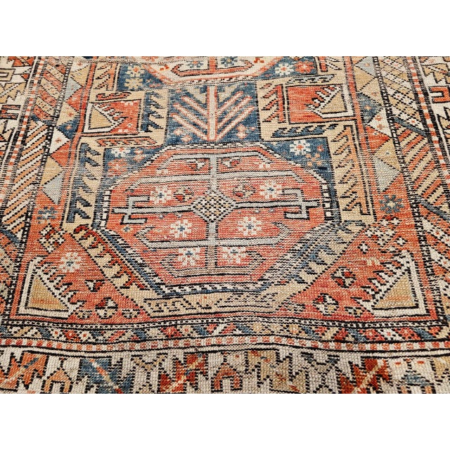 Tribal Antique Caucasian Shirvan Area Rug, Wool Pile, Geometric Pattern, 1880s, 4' x 5' For Sale - Image 3 of 18