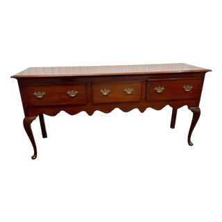 Queen Anne Scalloped Vintage Mahogany Sideboard Buffet For Sale