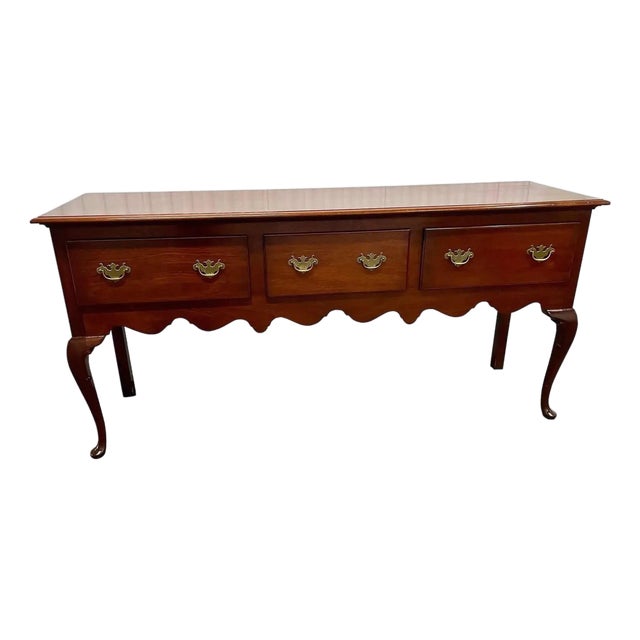 Queen Anne Scalloped Vintage Mahogany Sideboard Buffet For Sale