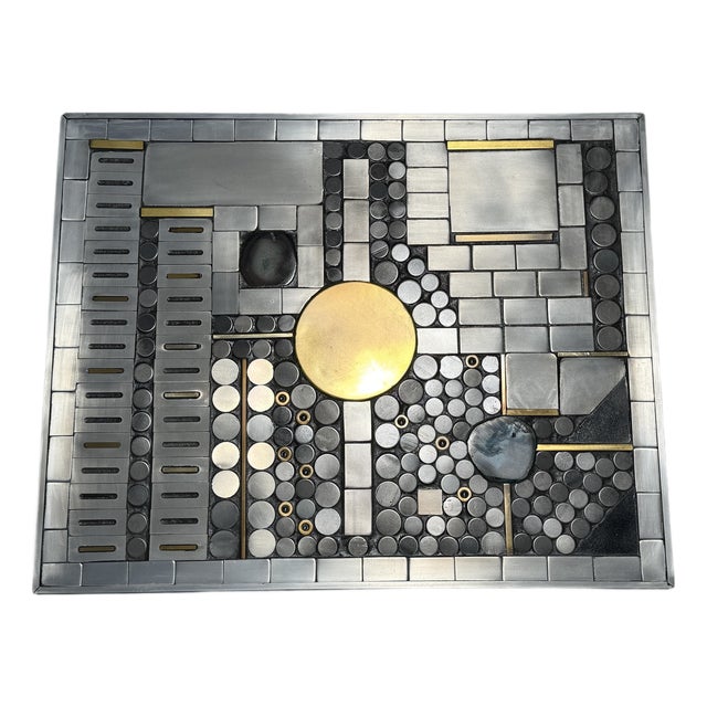 1970s Brutalist Mosaic Aluminum Coffee Table For Sale