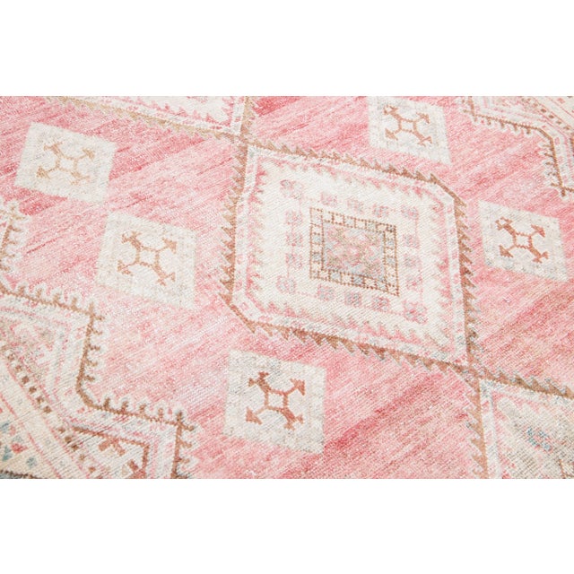 Textile 1960s Vintage Mahal Shabby Chic Handmade Tribal Pink Wool Rug For Sale - Image 7 of 8