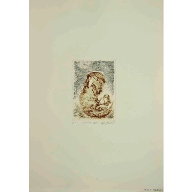 Lemur is an original etching realized by Leo Guida in 1970. Good condition. Mounted on a white cardboard passpartout...