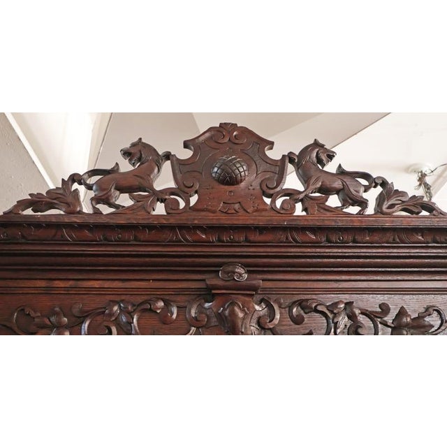 19th Century French Renaissance Revival Oak Cabinet Buffet Sideboard Huntboard For Sale - Image 10 of 14