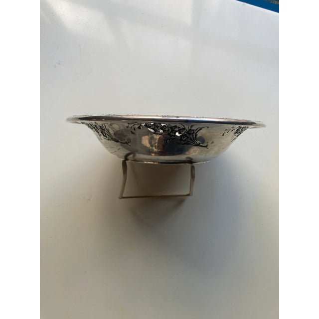 Wallace Silversmiths Vintage Larkspur Wallace Sterling Silver Floral Design Dish For Sale - Image 4 of 7