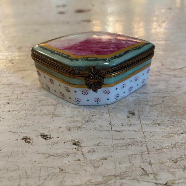 Metal French Sevres Porcelain Hand Painted Trinket Box Early 19th Century For Sale - Image 7 of 11