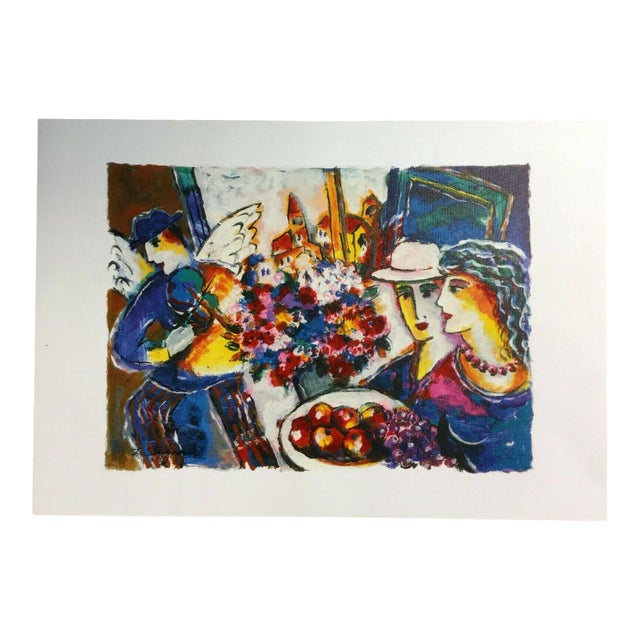 Modern Unframed Canvas Winged Violinist Zamy Steynovitz Signed Seriolithograph For Sale