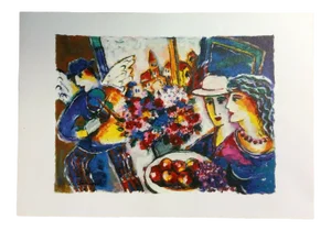 Modern Unframed Canvas Winged Violinist Zamy Steynovitz Signed Seriolithograph