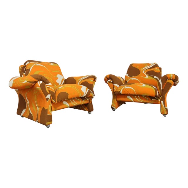 Ionica Lounge Chairs by Guarnacci, Padovano, and Vagnoni for 1P, 1970s, Set of 2 For Sale