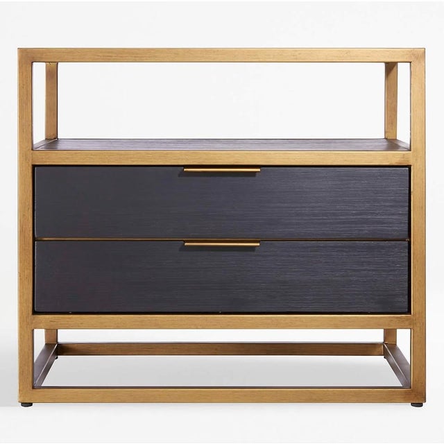 2020s Modern Black & Gold 2-Drawer Nightstand / Bedside Table - Crate & Barrel For Sale - Image 5 of 6