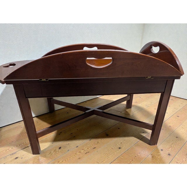 Vintage Cherry Butler’s Tray Top Coffee Table For Sale - Image 4 of 11