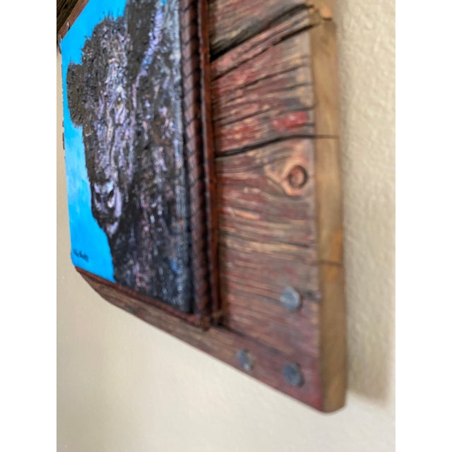 Blue Curley Boy~ Willie Britt, Original Acrylic Painting, "Curly Boy" Scrappy Young Bull Is Always Looking for Someone to Spar With. For Sale - Image 8 of 8