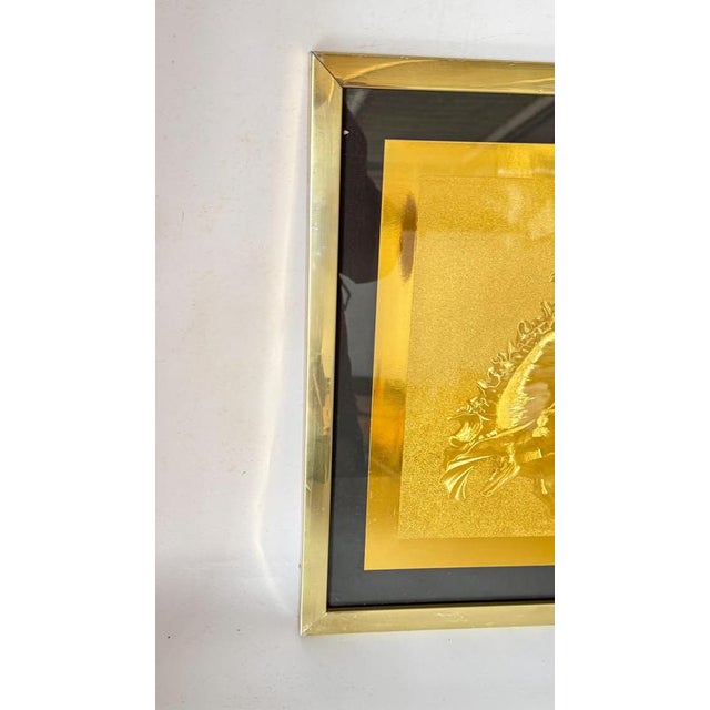 Modern Embossed Gold Shell Artwork with Metallic Finish & Layered Framing, 1960s For Sale - Image 15 of 18