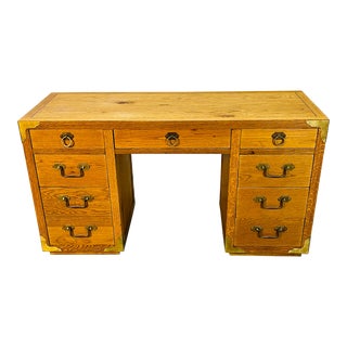 Vintage 1970s Thomasville Furniture Oak Wood Desk For Sale
