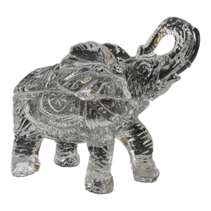 1950s Detailed Crystal Glass Lidded Elephant Figurine Box