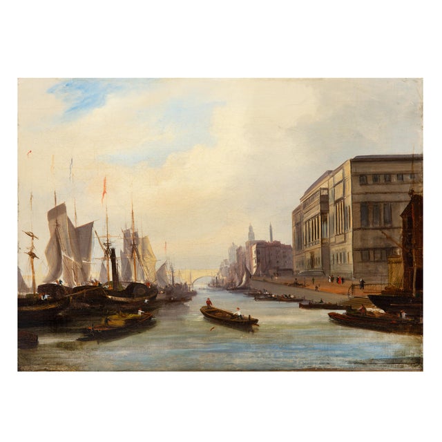 Realism Fine Pair of British School Paintings of London Along the Thames Circa 1835 For Sale - Image 3 of 17