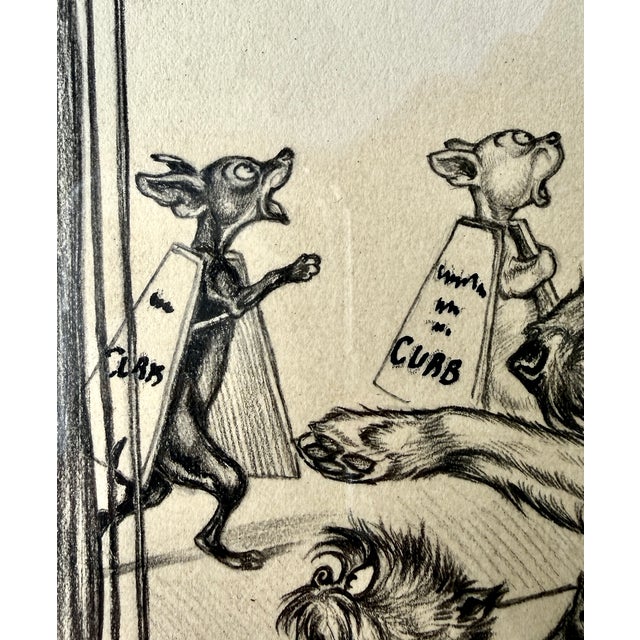 1950s Original Vincenzo Zito Humorous Dog Protest Illustration, Graphite Drawing, 1950s For Sale - Image 5 of 18