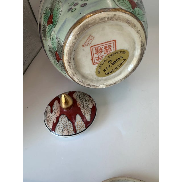 1970s Hand-Painted Porcelain Vase – Mandarin Ducks & Peonies, Gold Gilt For Sale - Image 10 of 10