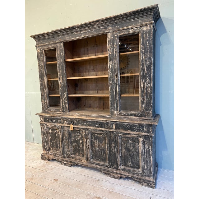 19th C Italian Painted Cabinet Hutch Sideboard For Sale - Image 4 of 5