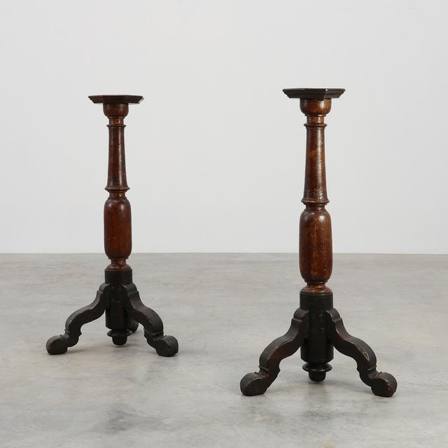 Antique French Turned Church Pedestals, 1700s, Set of 2 For Sale - Image 12 of 12