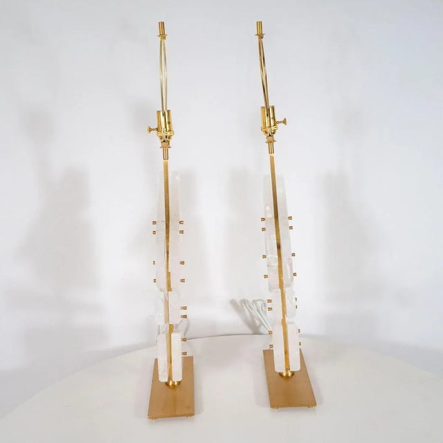 Brass "Splinter" Rock Crystal Shard Lamps by Spark Interior - a Pair For Sale - Image 8 of 13
