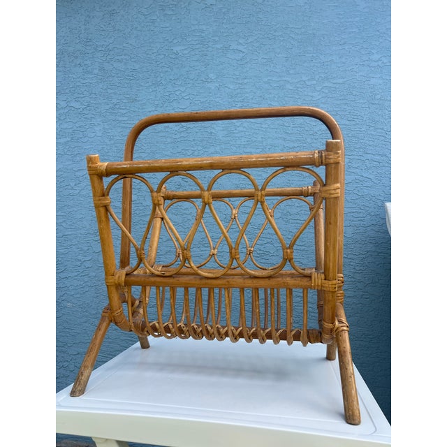 Mid-Century Modern 1950s Bamboo Magazine Rack For Sale - Image 3 of 8