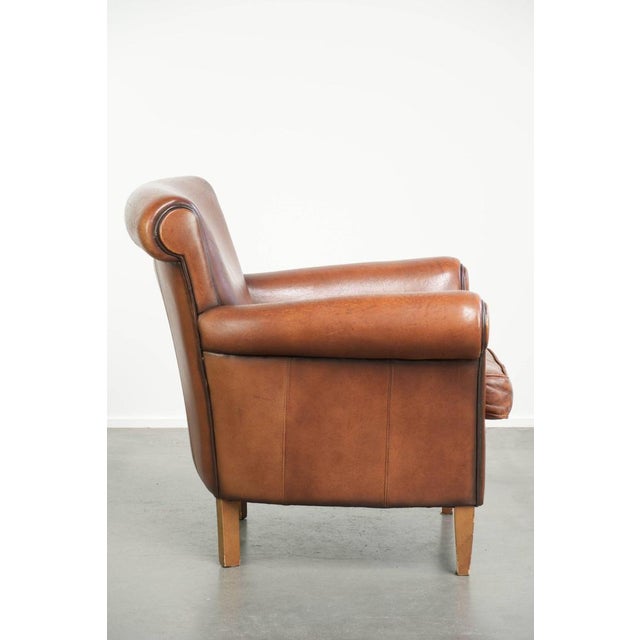 English Style Club Chair in Sheepskin Leather For Sale - Image 3 of 14