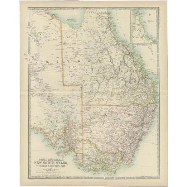 Antique Map of New South Wales by Johnston, 1909 For Sale - Image 4 of 5