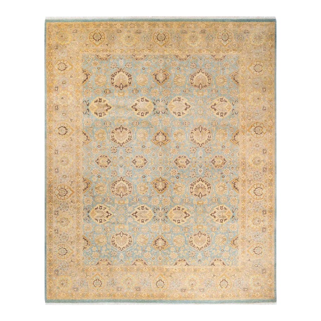 Mogul, One-of-a-Kind Hand-Knotted Area Rug - Light Blue, 8' 4" x 10' 1" For Sale