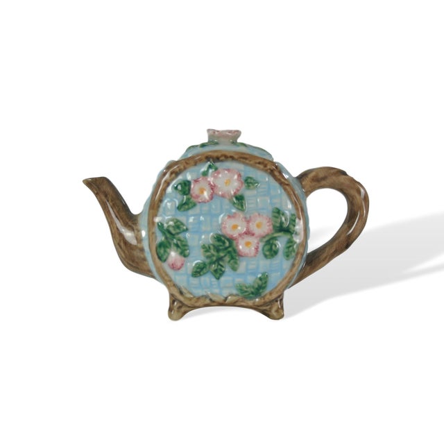 Miniature Majolica Tea Pot, Circa 1920 For Sale - Image 4 of 6