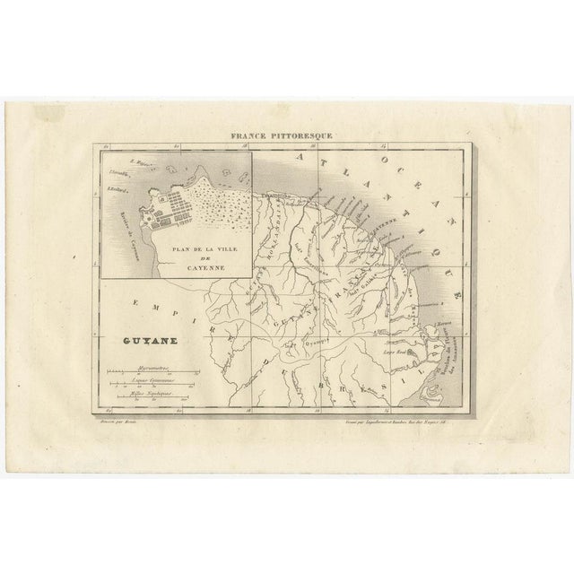 Paper French Guiana and Cayenne Map For Sale - Image 7 of 8